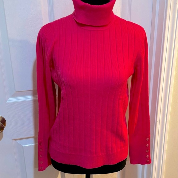 Talbots Pink T-Neck Sweater, Size M - Picture 1 of 6